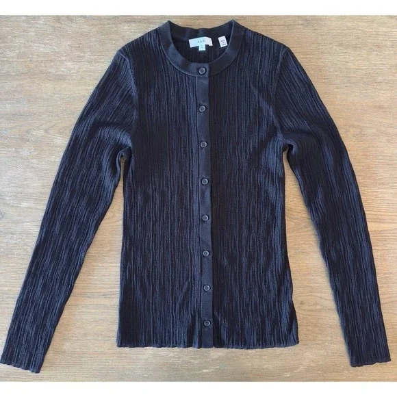 A.L.C. Fisher Fine Cotton Slim Fitting Knit Cardigan-Black-Womens Small-RRP $325 - Picture 4 of 15
